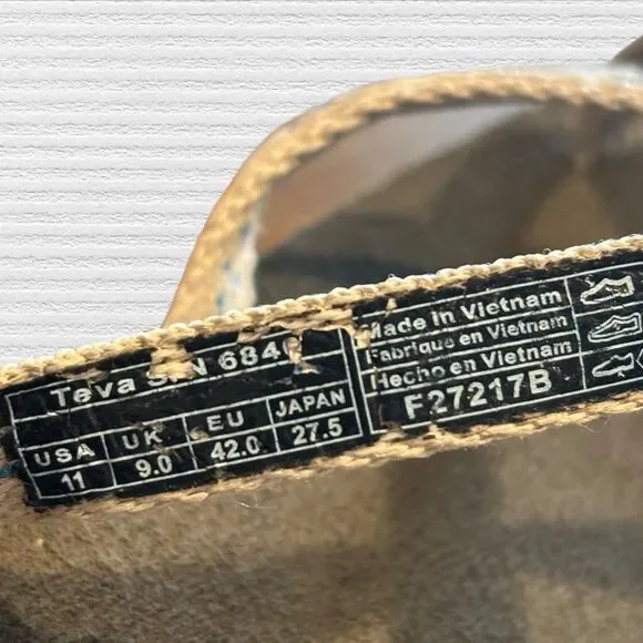 Teva Mush Mandalyn Wedge Ola Flip Flop Sandals Women’s 11 Brown Multi Strap - Picture 5 of 6